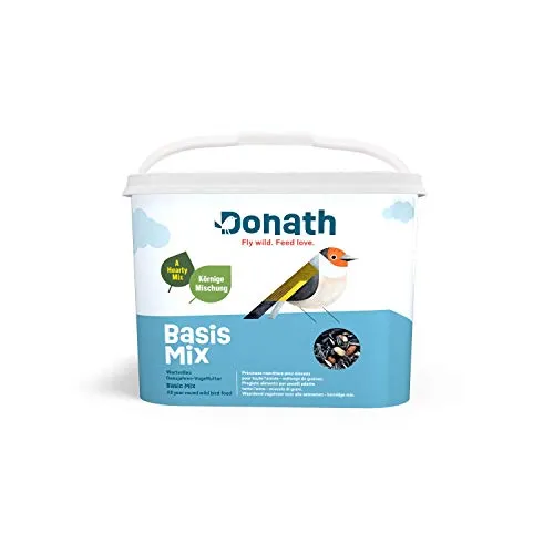 Donath Basis Mix - die vitaminreiche und körnige Mischung - für alle körnerfressenden Feinschmecker - wertvolles Ganzjahres Wildvogelfutter - aus unserer Manufaktur in Süddeutschland - 5 Kg Eimer