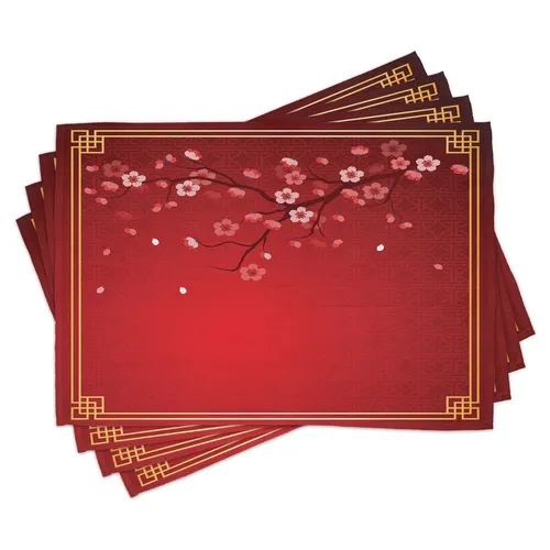 Tischset Platzset 4er Set Cherry Branch Chinese Rahmen
