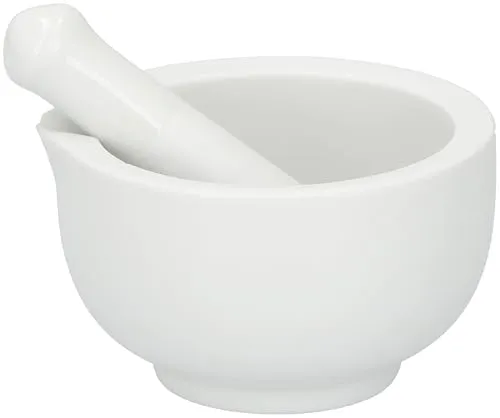 alpina Mörser mit Stößel, weiß – Porzellan Mörser - Mörser & Stößel Sets aus hochwertigem Porzellan, ideal zum Mahlen von Kräutern, mikrowellen- und gefriergeeignet sowie spülmaschinenfest.
