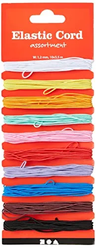 Creativ 100263 Gummiband Sortiment, 1.2mm x 3.5m, 10 Stück