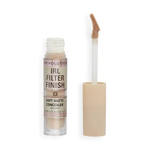 Makeup Revolution, IRL Filter Finish, Soft Matte Concealer, Mittlere bis volle Deckkraft, C3, Helle bis helle Hauttöne, 6g