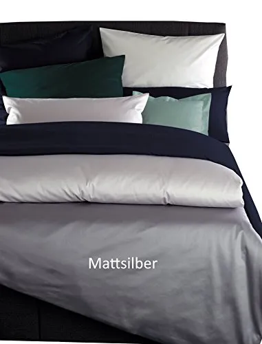 Curt Bauer Mako Satin Bettwäsche Uni Größe 135x200+80x80 cm Farbe 3616 Mattsilber