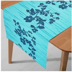 DecoHomeTextil Heimtextilmanufaktur Tischläufer Miami Tablerunner, wind- und wetterfest, UV-beständig, verrottungsfest blau 40 cm x 120 cm