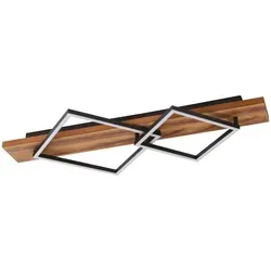 Eglo Led-Deckenleuchte, Braun, Schwarz, Weiß, Holz, Metall, Kunststoff, Eiche, rechteckig,rechteckig, 40.5x9x78 cm, Lampen & Leuchten, LED Beleuchtung, LED-Deckenleuchten