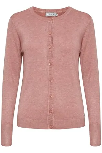 OXMO OXHlin Damen Strickjacke - Eleganter Feinstrick Cardigan in Ash Rose Melange - Strickjacken für Damen, hochwertiger Feinstrick, ideal für jeden Anlass, nachhaltig produziert mit recycelten Materialien.