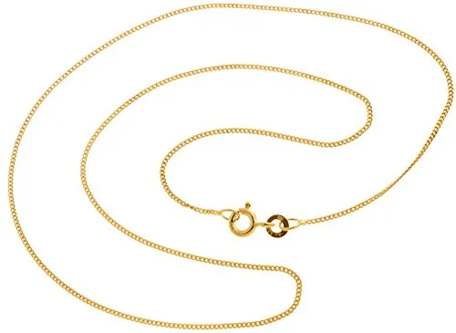 Silberketten Store Panzerkette Gold 333 Damen 55cm I filigrane Goldkette Damen hochglanz 1mm Stärke I Halskette Echtgold für Frauen mit Federring Verschluss