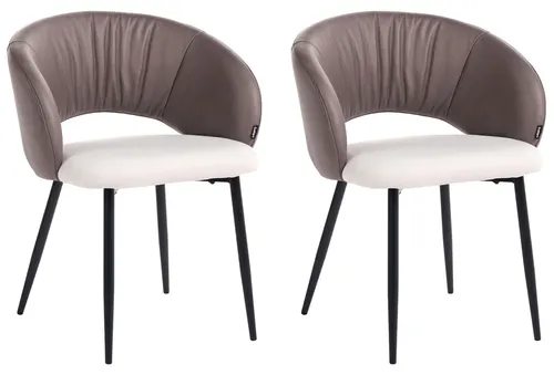 BELIANI Esszimmerstuhl 2er Set Braun und Hellbeige – Modernes Design mit Metallbeinen