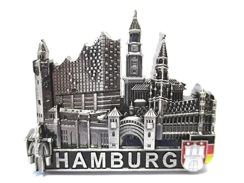Hamburg Metall Magnet Elbphilharmonie Michel Rathaus Germany Souvenir (SI)