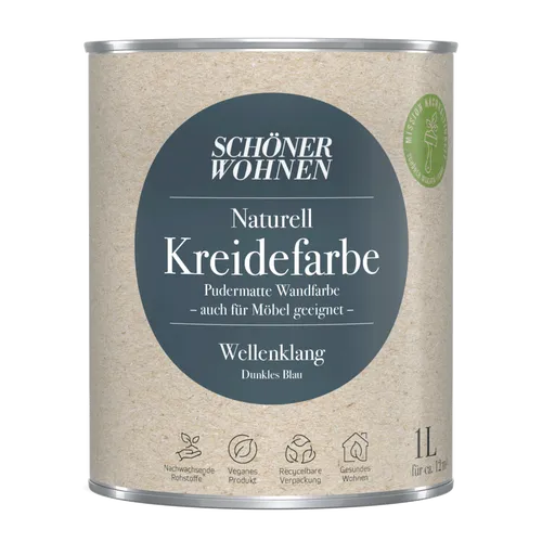 1L Schöner Wohnen Naturell Kreidefarbe Wellenklang, Dunkles Blau