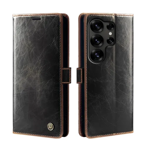 Handy Hülle für Samsung Galaxy S25 Ultra Handyhülle Case Klapphülle RFID Braun