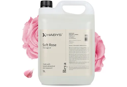 HABYS REYA Soft Rose Massageöl 5L - Massageöl mit verführerischem Rosenduft, angereichert mit Mandelöl und Vitamin E für optimale Hautpflege und Entspannung. Ideal für professionelle Anwendungen und tägliche Hautpflege.