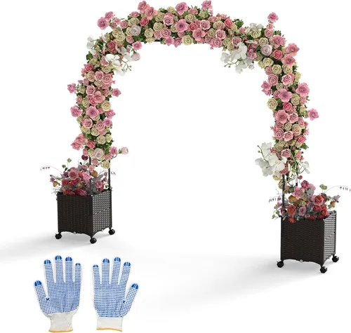 Rosenbogen mit Blumenkasten auf Rollen in schwarz von Costway