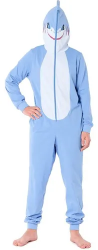 Ladeheid Schlafanzug Jungen Schlafoverall aus Baumwolle - Kinder-Nachtwäsche im blauen Hai-Design, aus 100% Baumwolle, mit praktischen Taschen und langärmlig für gemütliche Nächte.