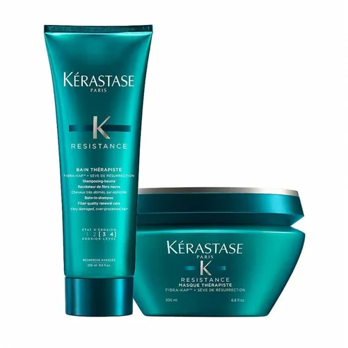 Kérastase Resistance Therapiste Set - Shampoo & Maske zur Haarreparatur - Haarpflege-Set für alle Haartypen mit feuchtigkeitsspendenden Eigenschaften. Ideal zur Unterstützung der Haarreparatur und für glänzendes, gesund aussehendes Haar.