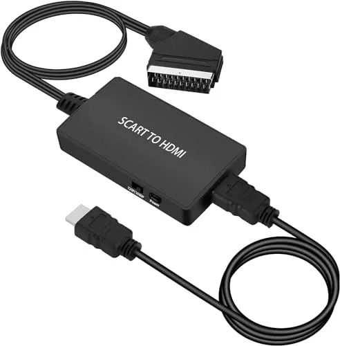 AIFHDAUF SCART zu HDMI Konverter, Scart zu HDMI Adapter HD 720P/1080P Switch Video Audio Konverter Adapter für HDTV Monitor Projektor Xbox PS3 VHS STB Sky Blu-ray DVD Player