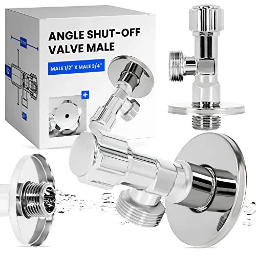 Eckventil Absperrventil Winkelabsperrventil 1/2'' x 3/4'' | Wasserregelventil Waschmaschine Geschirrspülmaschine Waschbecken Küchenarmatur Verchromt Messing Ventil Wasserstopper Rosette