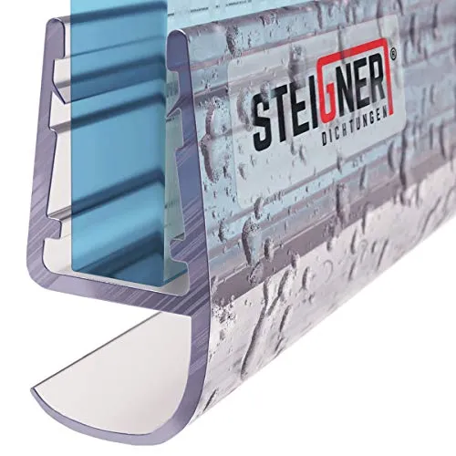 STEIGNER Duschdichtung, 30cm, Glasstärke 5/6/ 7/8 mm, Gerade PVC Ersatzdichtung für Dusche, UK15
