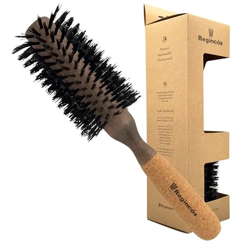 Regincós Haar-Rundbürste 20429 - Bürsten & Kämme für sanfte, voluminöse Locken. Hergestellt aus natürlichen Materialien mit umweltfreundlichem Korkgriff für ein hochwertiges Styling-Erlebnis.