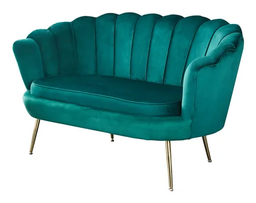 SalesFever Muschel-Sofa - Samt-Stoff in Grün mit goldenem Metallgestell - Sofa in Muschel-Design, perfekt für stilvolle Wohnräume. Der hochwertige Samt-Stoff und das elegante goldfarbene Gestell sorgen für einen luxuriösen Look.