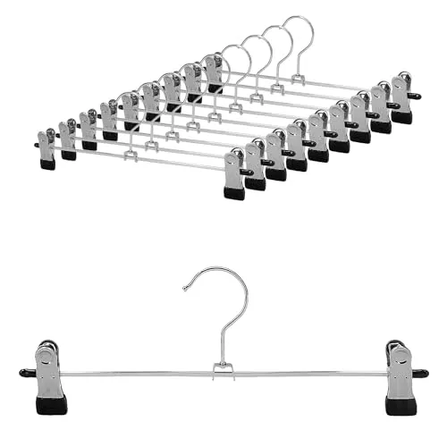 Hosenbügel/Rockbügel mit Klammern VonBueren | 30 cm platzsparend | Kleiderbügel für Hosen und Röcke | Klemmbügel aus Metall 10 x