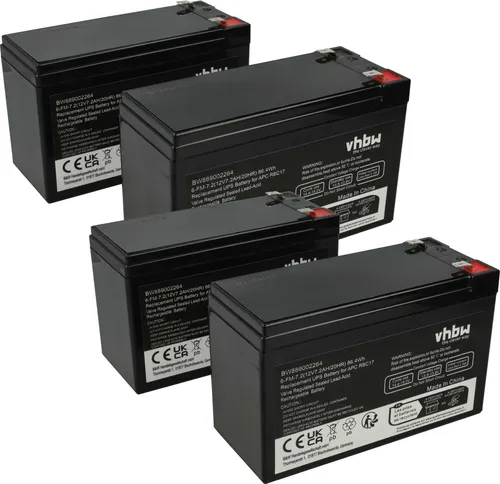 vhbw 4x Akku kompatibel mit APS 90P4886, DLA750, 90P4884, 90P4885, SIA750ICH-45, SMT750, DLA750I, FJT750I, 90P4833, SMT750I USV (7200 mAh, 12 V, AGM)