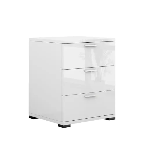 Vicco Nachtschrank Marseille, Weiß Hochglanz, 46 x 60 cm in weiß von Vicco