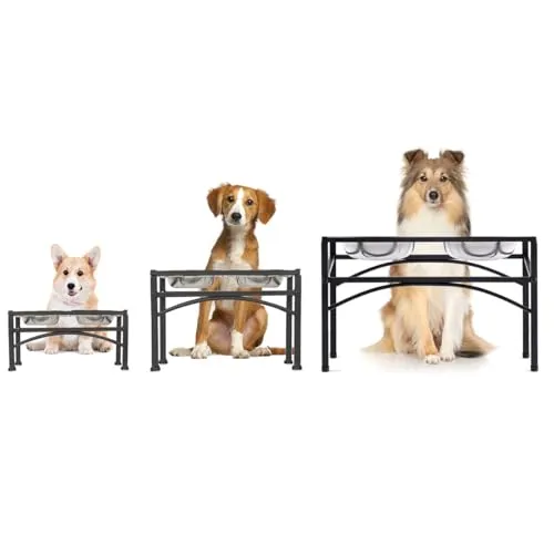 TEKEPL Napfständer für Kleine, mittlere und große Hunde mit 2 Edelstahl Hundenäpfe, stabile Haustiere Futterstation, rutschfest Ständer Hundebar Halter für Wasser- und Futternapf, Fressnapf (M)
