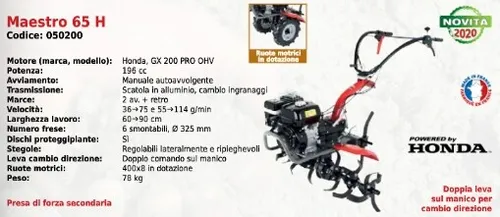 Motozappa Maestro 65 H mit Honda GX 200 Motor