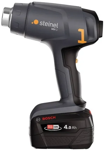 Steinel Akku Heißluftpistole MH 1 Set - Heißluftpistolen für kabelloses Arbeiten, inkl. 4.0 Ah Akku, ideal für Gartenprojekte und schnelle Reparaturen mit zwei Temperaturstufen.