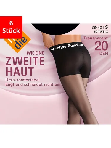 Nur Die Feinstrumpfhose 6-Pack - Wie eine zweite Haut - Entdecken Sie die seidig matte Feinstrumpfhose von Nur Die im praktischen 6-Pack. Sie bietet optimalen Halt im Panty-Look und sorgt für einen eleganten Auftritt mit natürlichem Bein-Look.