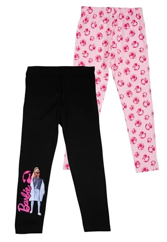 United Labels Barbie Leggings für Mädchen Kinder Leggins Hose Mädchenhose Sporthose Rosa/Schwarz (2er Pack) (DE/NL/SE/PL, Numerisch, 110, 116, Regular, Rosa/Schwarz)