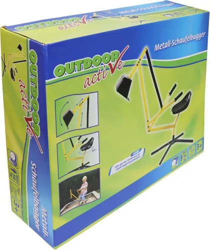 VEDES Großhandel GmbH - Metall Schaufelbagger für Kinder - Sandspielzeug: Robuster Metall Schaufelbagger in gelb/schwarz, um 360 Grad drehbar, ideal für Garten und Sandkasten, maximale Belastbarkeit von 50kg, für Kinder ab 3 Jahren.