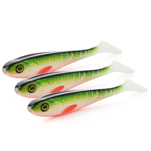 Zite Fishing Inzite Flanker Hecht-Shad 18,5cm - UV-Aktiver Gummiköder für Hecht-Angeln – Robuster & Effektiver Gummifisch – Fängiger Hecht-Köder (3X Flashy Pike)