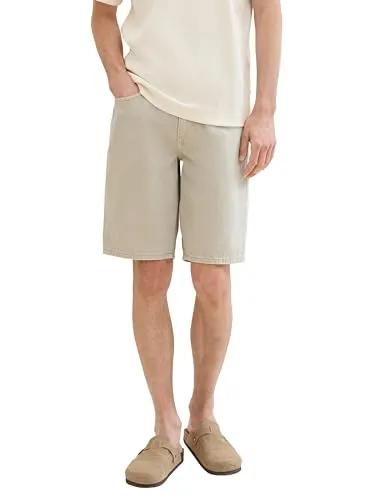 TOM TAILOR Denim Herren Loose Fit Bermuda Shorts - Herren-Shorts in light dove grey, ideal für Sommer und Urlaub, aus pflegeleichtem Baumwoll-Stoff mit bequemer Loose Fit Passform und praktischen Taschen.