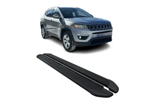 Alu Trittbretter für Jeep Compass 2017-2024 - Schwarz - Seitenschweller aus hochwertigem Aluminium für sicheren und einfachen Zugang. Ideal für Familien, rutschfest und wetterbeständig.