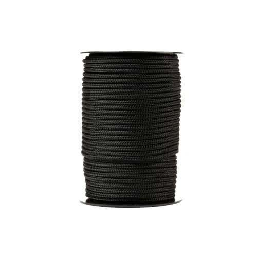 SNURO Nylonseil (4mm, 50m, schwarz) - Paracord aus robustem, geflochtenem Polyamid - Verschleißfest und stark - Bruchkraft 275kg