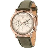 Maserati Epoca 42 Mm Uhr One Size - Elegante Herrenuhr mit Quarzwerk und 10 ATM Wasserdichtigkeit, ideal für stilbewusste Männer. Das grüne Lederarmband sorgt für hohen Tragekomfort.