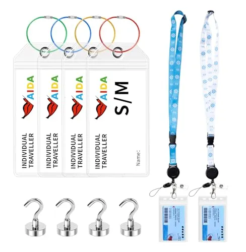 Kreuzfahrt Essentials-Set 2025 – 4 Reißverschluss-Kofferanhänger & 2 Lanyards