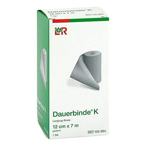 Dauerbinde kräftig 12 cmx7 m - 1 Stück - Arzneimittel für stabile Verbände, ideal zur Unterstützung von Verletzungen und zur Wundversorgung.