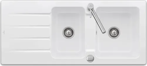 Villeroy & Boch Architectura 80 Keramikspüle mit Excenterbetätigung - Elegante Keramikspüle in Weiß (alpin) mit praktischer Excenterbetätigung, ideal für Unterschränke ab 80 cm, Maße: 116 x 51 cm.