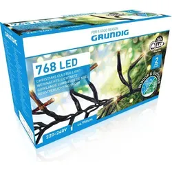 GRUNDIG Cluster Weihnachtsbeleuchtung-Weihnachtsbaum Lichterkette-für innen und außen-Weihnachtskette 950 cm-768 LED-Leuchten, schwarz - Weiß