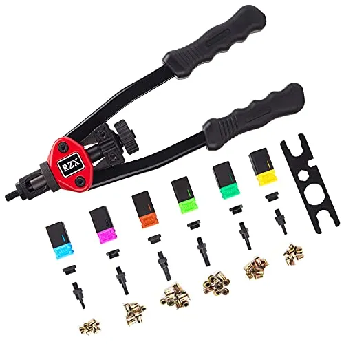 RZX Nietwerkzeug und Gewinde 33cm 60 Stück Nietmuttern M5 M6 M8 SAE 10-24 1/4-20 5/16-18