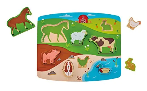 Hape E1454 Steckpuzzlespiel Bauernhoftiere
