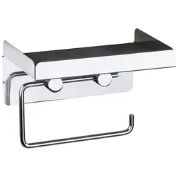 WENKO Toilettenpapierhalter 2 in 1 Edelstahl mit Ablage - Toilettenpapierhalter aus rostfreiem Edelstahl mit zusätzlicher Ablage für Hygiene-Utensilien, ideal für ein modernes Badezimmer. Maße: 16 x 12,5 x 11,5 cm, inkl. doppelseitigem Klebeband zur bohrfreien Montage.