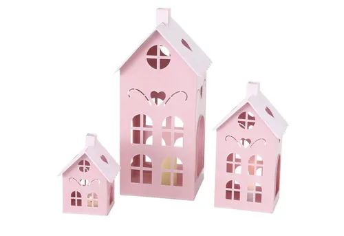 BOLTZE 3tlg. Set Laterne Kufstein rosa - Laternen Set aus Metall in drei Größen, ideal für winterliche Dekoration und stimmungsvolle Lichtspiele. Perfekt für Ihr Zuhause in der Adventszeit.
