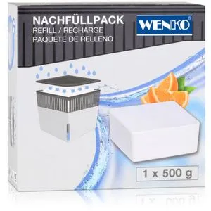 Wenko Luftentfeuchter 50261100, Granulat, Orangenduft, 1 Liter in 24 Stunden, 500g, Nachfüllpack, bis 40 m³