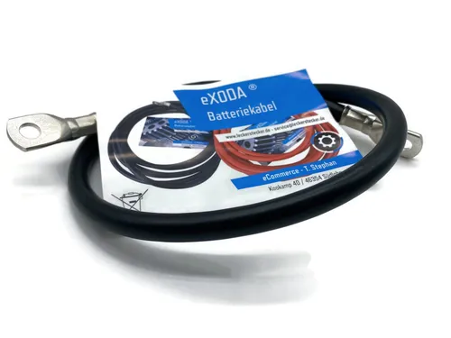 eXODA 50 mm2 M10 M10 Batteriekabel, Schwarz, (75 cm), 99% Kupfer