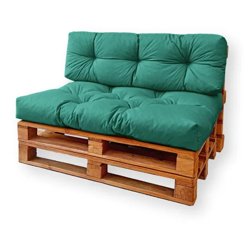 4L Textil Palettenkissen waschbar Palettenauflagen Europaletten Sitzkissen Rückenlehne wetterfest (Set 120x80 cm + 120x40 cm, Grün Uv-beständig)