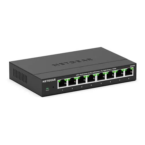 NETGEAR MS308 Multi-Gigabit Switch - Unmanaged 8-Port Switch für Desktop oder Wandmontage, bietet hohe Geschwindigkeiten von bis zu 2.5G für eine optimale Netzwerkleistung.