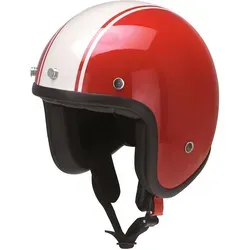 Redbike RB-757 Bologna Jethelm - Rot/Weiß - XS - Motorradhelm mit ECE 22-05 Zertifizierung, leicht und komfortabel dank braunem Textilfutter, ideal für stilbewusste Fahrer.